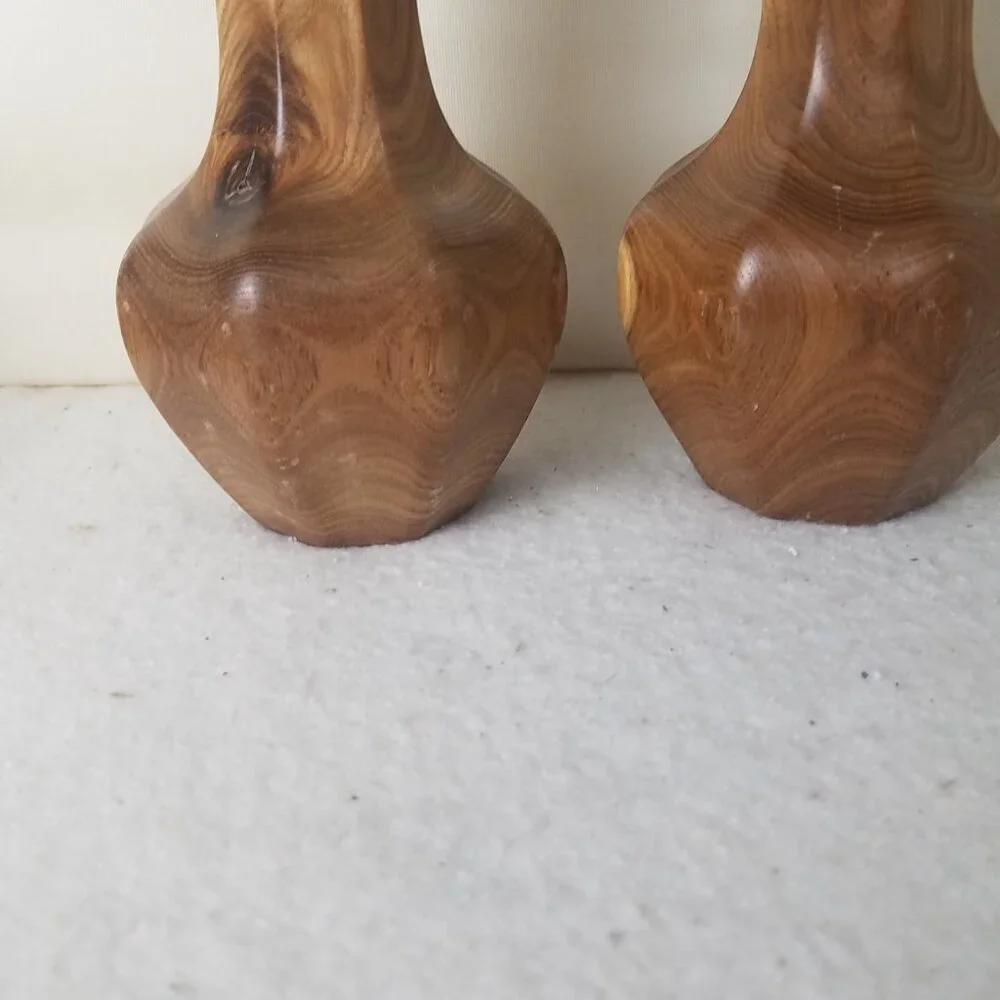 Hand Crafted Wooden Japanese‎ Flower Vase/candle holder, 8 X 4 Inches